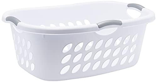 Sterilite hip hold plastci laundry basket, white with titanium handles