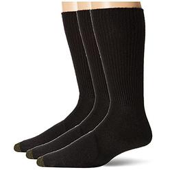 gold toe men's fluffies casual sock, 3-pack, black, shoe size 6-12.5