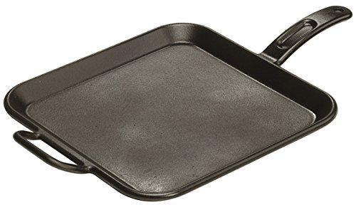 lodge pro-logic 12 inch square cast iron griddle. pre-seasoned grill pan with dual handles