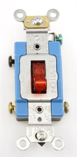leviton 1201-plr 15 amp, 120 volt, toggle pilot light, illuminated on, req. neutral single-pole ac quiet switch, industrial gra