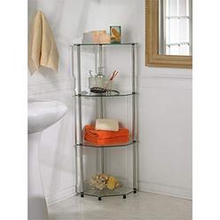 convenience concepts designs2go go-accsense 4-tier glass corner shelf, clear glass