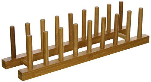 lipper international 887 bamboo wood plate rack and pot lid holder, 15-1/4" x 4-3/8" x 4"