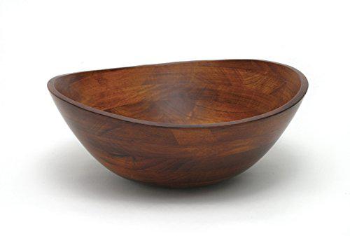 lipper international 294 cherry finished wavy rim serving bowl for fruits or salads, matte, large, 13" x 12.5" x 5", single bowl