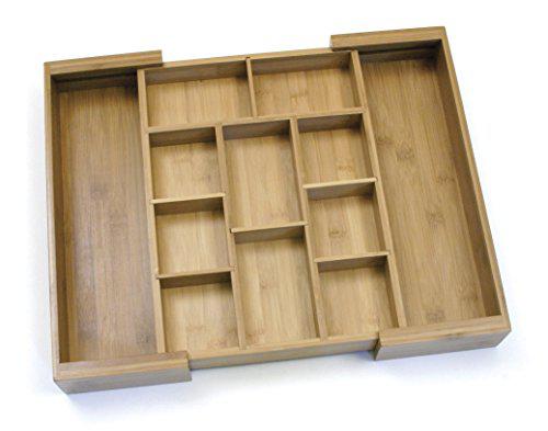 lipper international 8882 bamboo wood expandable to 18-3/4" flatware drawer organizer with removable dividers
