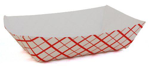 southern champion tray 0401 #25 southland red check paperboard food tray / boat / bowl, 1/4-lb. capacity (case of 1000)
