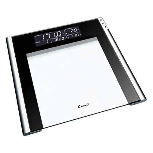 escali ustt200 track and target bathroom body scale, 4 user profiles, lcd digital display, 440lb capacity, clear/black