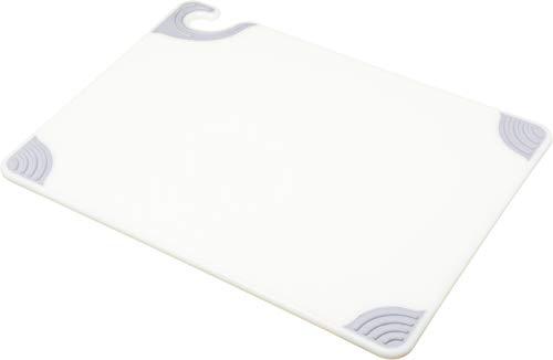 san jamar cbg152012 saf-t-grip co-polymer standard size cutting board, 20" length x 15" width x 1/2" thick, white