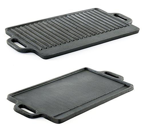 prosource professional heavy duty reversible double burner cast iron grill griddle 20 by 9-inch black