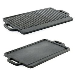 prosource professional heavy duty reversible double burner cast iron grill griddle 20 by 9-inch black