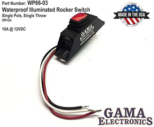 GAMA Electronics waterproof mini on-off illuminated 12 volt rocker switch