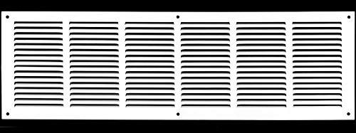HVAC Premium 30"w X 8"h Steel Return Air Grilles - Sidewall and Ceiling - HVAC Duct Cover - White [Outer Dimensions: 31.75"w X 9.75"h]
