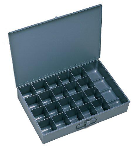 durham 204-95-ind gray cold rolled steel individual small scoop box, 13-3/8" width x 2" height x 9-1/4" depth, 21 compartment