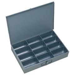 durham 115-95-ind gray cold rolled steel individual large scoop box, 18" width x 3" height x 12" depth, 12 compartment