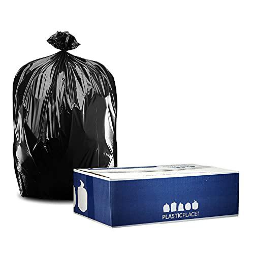 plasticplace black 40-45 gallon trash bag, 40" x 46", 1.5 mil (100 count)