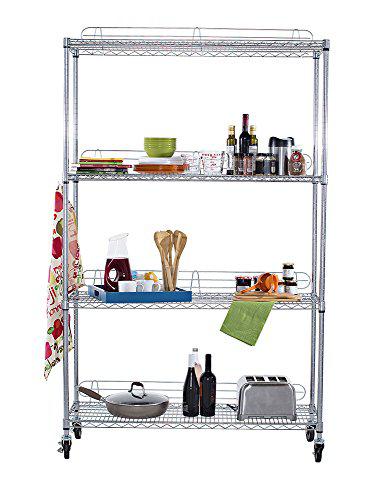 Trinity Home Entertainment trinity ecostorage 4-tier nsf wire shelving rack with wheels, 48 by 18 by 72-inch, chrome