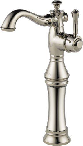 delta faucet 797lf-pn cassidy single hole-single handle with riser, polished nickel