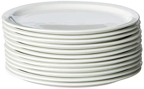 cac china ncn-13 clinton narrow rim 11-1/2-inch by 9-1/8-inch super white porcelain oval platter, box of 12