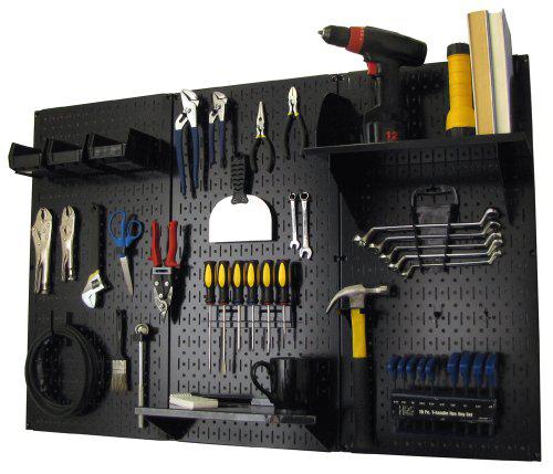 Wall Control pegboard organizer wall control 4 ft. metal pegboard standard tool storage kit with black toolboard and black accessories
