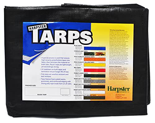 Harpster Tarps 20 ft. x 20 ft. heavy duty 6 oz. black poly tarp 11-12 mil thick