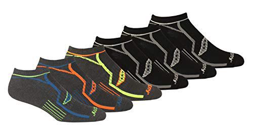 saucony men's multi-pack bolt performance comfort fit no-show socks, gray 6, shoe size: 8-12 size: 10-13
