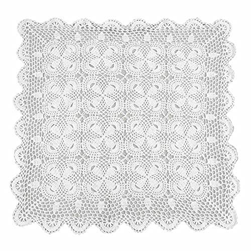 kilofly handmade crochet cotton lace table placemats sofa doilies, square, white, 27 inch