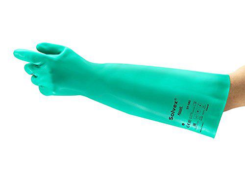 ansell 37-185-10 size 10 18" 22 mil green sol-vex unlined nitrile gloves sandpatch finish