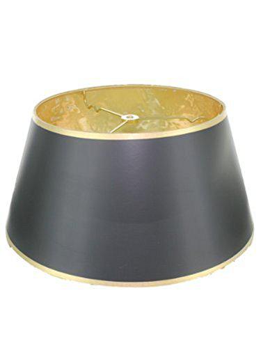 Upgradelights 16 Inch Black With Gold Interior Bouillotte Lamp Shade In A Glossy Parchment Gold Interior Bouillotte Lamp Shade, Lamp Shade 16 Inches Height