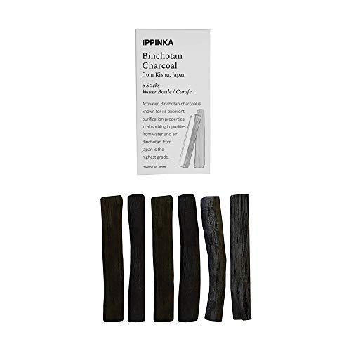 IPPINKA kishu binchotan charcoal slim personal sticks, 6 sticks of water filter