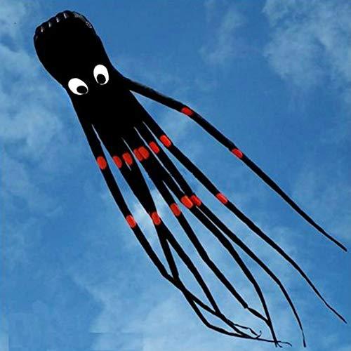 amazona\'s presentz a's presentz black 3d 24ft large octopus paul parafoil kite black with handle & string, beach park outdoor fun