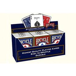 bicycle poker size standard index playing cards (12-pack) [colors may vary: red, blue or black]