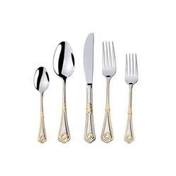 Italian collection Seashell 20-Piece Premium Surgical Stainless Steel Silverware Flatware Set 1810, Service for 4, 24K gold-Plat