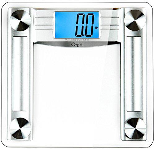ozeri promax 560 lbs / 255 kg bath scale, with 0.1 lbs / 0.05 kg sensor technology, and body tape measure & fat caliper