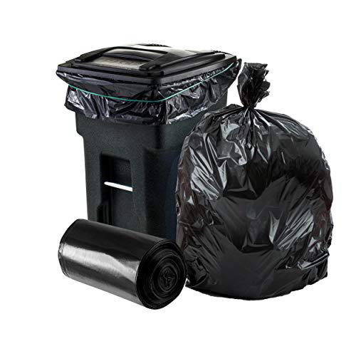 Plasticplace plasticplace 64-65 gallon trash can liners for toter 2.0 mil black  heavy duty garbage bags rolls 50 x 60 (50 count)