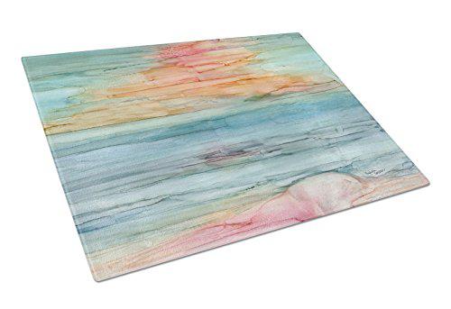 caroline's treasures 8979lcb"abstract rainbow" glass cutting board, large, multicolor