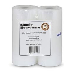 Simple Houseware 2 pack - 8" x 50' vacuum sealer rolls food storage saver commercial grade bag for foodsaver and sous vide (total 100 feet)