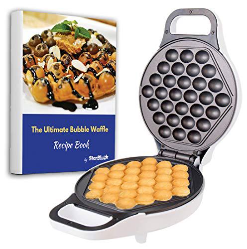 StarBlue hong kong egg waffle maker with bonus recipe e-book - make hong kong style bubble egg waffle in 5 minutes ac 110v, 50/60hz 640w