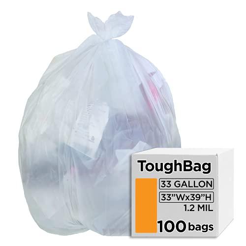 Toughbag toughbag trash bags 33x39 33 gal 100/case garbage bags 1.2 mil  (clear)