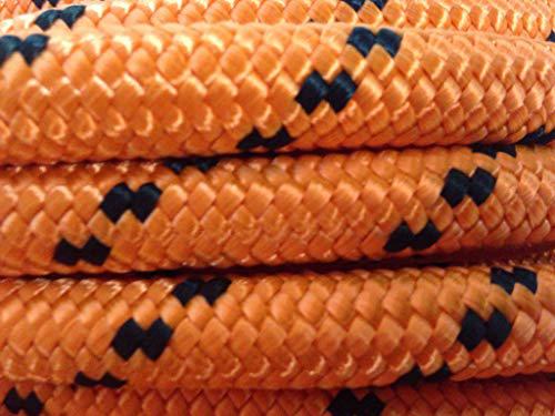 Blue Ox Rope 1/2" by 200' arborist rigging rope, double braided polyester orange/black