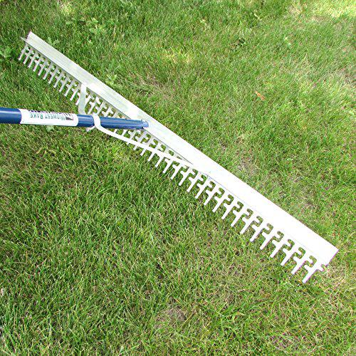 Water Land & Home super 4-ft wide heavy duty rake with extendable 11-ft long handle for seaweed beach screening landscaping raking and more