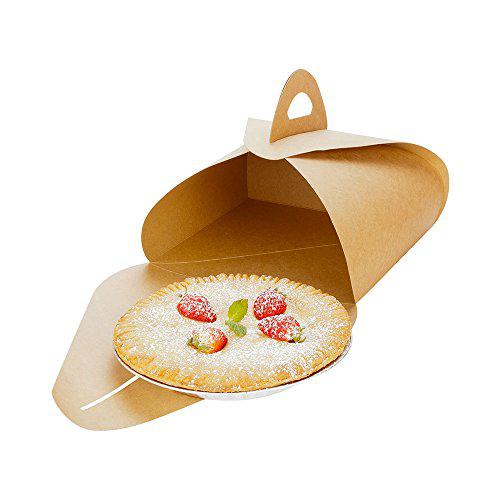 Restaurantware pastry to go box, cake to go box, pie to go box with handle - lunch to go box - 9.1" - kraft - 100ct box - restaurantware