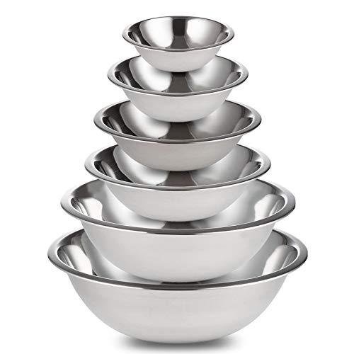 culinary depot cul-101 stainless steel mixing bowls set of 6 for cooking, baking, meal prep, serving, nestin nesting, salads, 3