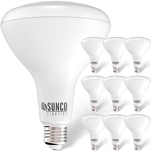 sunco lighting 10 pack br40 led bulb, 17w=100w, dimmable, 5000k daylight, e26 base, flood light for home or office space - ul &