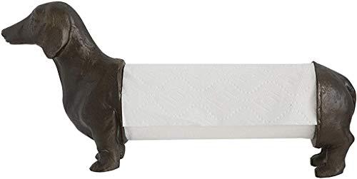 creative co-op da7288 antiqued bronze dachshund dog paper towel holder, black