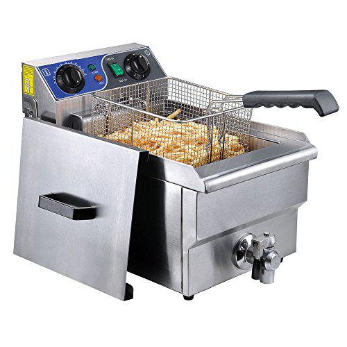 Deep Fryers new commercial restaurant electric 10l deep fryer w/ timer and drain stainless steel