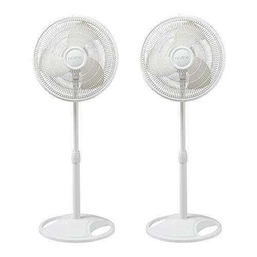 Lasko Products lasko 16-inch oscillating 3-speed adjustable stand fan, white (2 pack)
