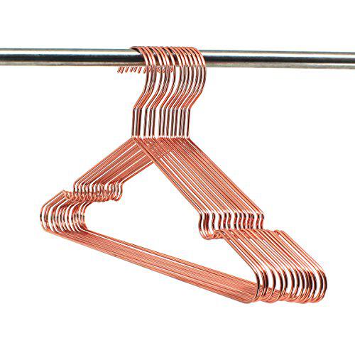 KooBay 60pack koobay a17" adult rose copper gold shiny metal wire top clothes hangers for shirts coat storage & display