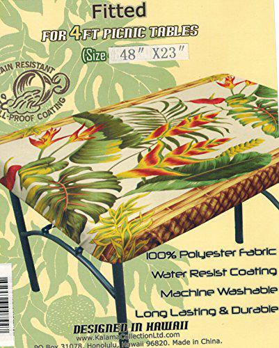 Kauhale Living hawaiian tropical fitted tablecloth (fit 4 x 2 feet folding tables, spicing up any party)