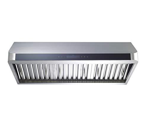 winflo new 30" ducted stainless steel 600 cfm air flow under cabinet range hood with baffle filters, gas sensor, touch control