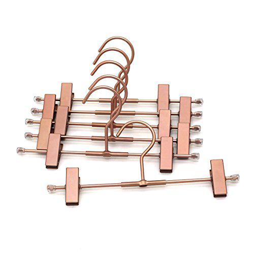koobay 20pack 30cm rose gold clothes hangers with 2 adjustable clips pants hangers
