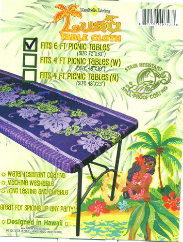 Kauhale Living fitted tablecloth (fits 6 feet center folding tables, spicing up any party)) purple
